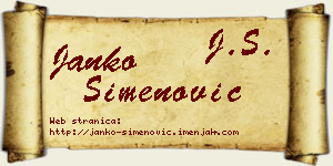 Janko Simenović vizit kartica